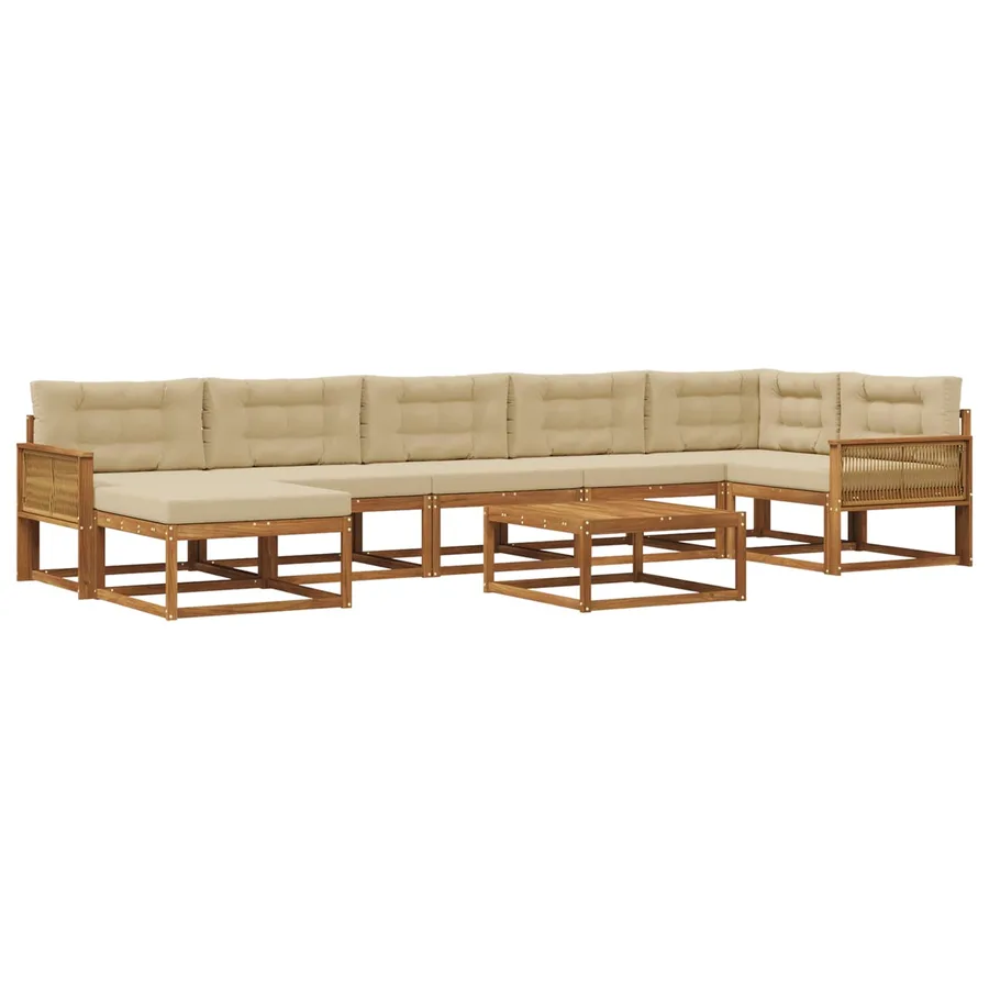 Ensemble de canapés d'extérieur 8 pcs Naturel et Beige - 2