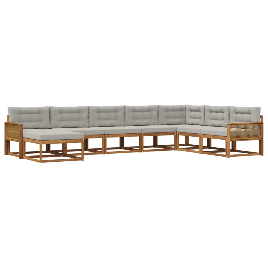 Ensemble de canapés d'extérieur 8 pcs Naturel et gris clair - 2