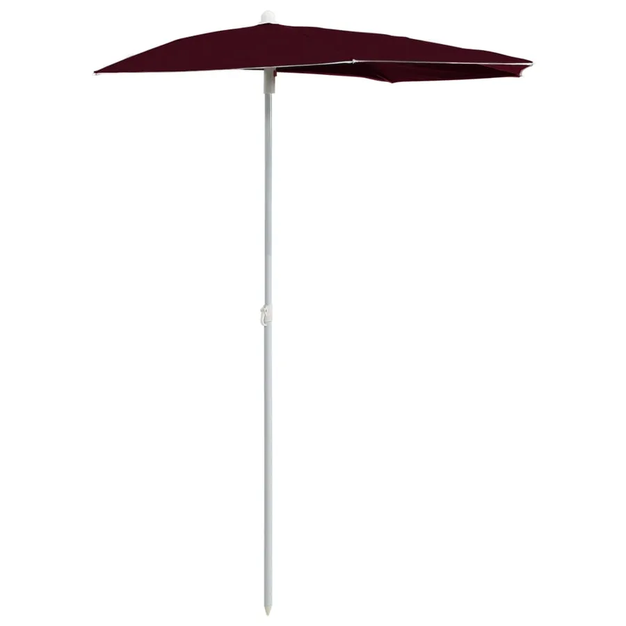 Demi-parasol de jardin avec mât 180x90 cm rouge bordeaux - 2