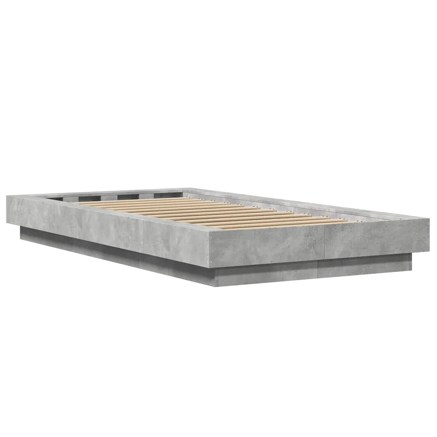 Cadre de lit au sol Gris béton 80 x 210 cm Bois d'ingénierie - 6