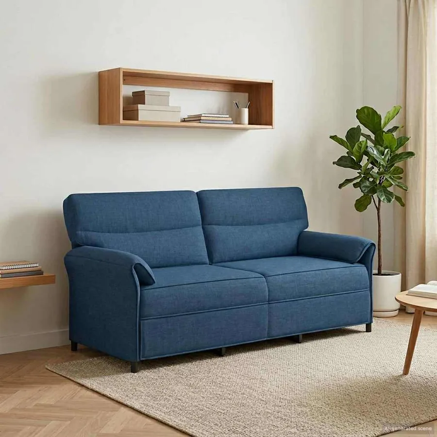 Canapé 100% polyester, cadre en métal, MDF, Contreplaqué