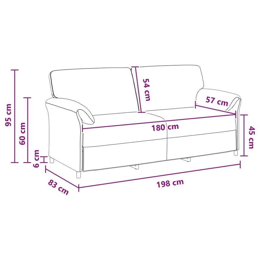 Sofa 3 places Gris clair 198 x 83 x 95 cm Velours - 8