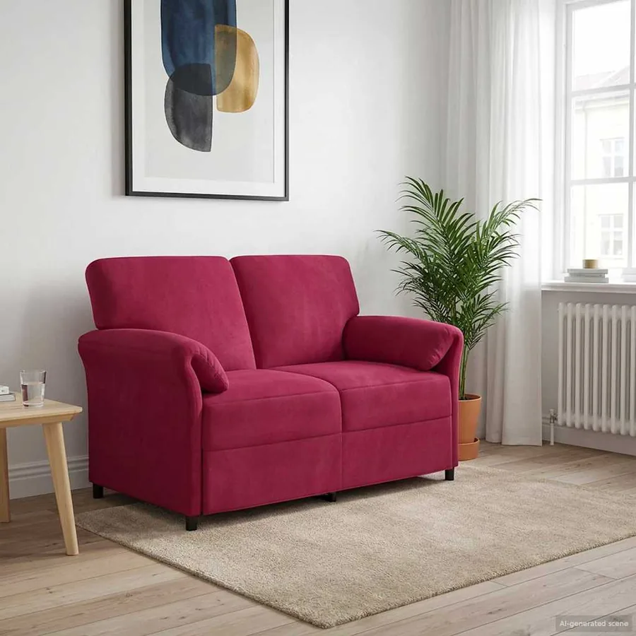 Sofa 2 places Bordeaux 138 x 83 x 95 cm Velours