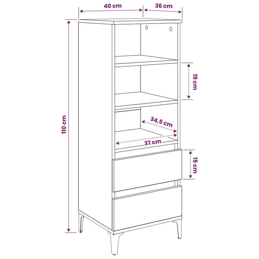 Haut Armoire Chêne noir 40 x 36 x 110 cm Bois d'ingénierie - 5