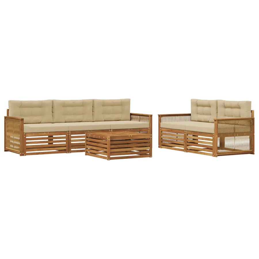Ensemble de canapés d'extérieur 6 pcs Naturel et Beige - 2