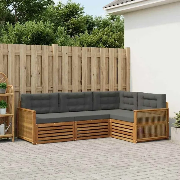 Ensemble de canapés d'extérieur 4 pcs Naturel et Anthracite