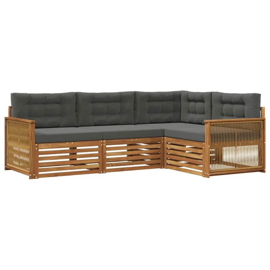 Ensemble de canapés d'extérieur 4 pcs Naturel et Anthracite - 2