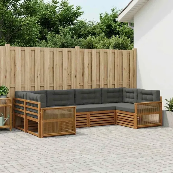 Ensemble de canapés d'extérieur 6 pcs Naturel et Anthracite