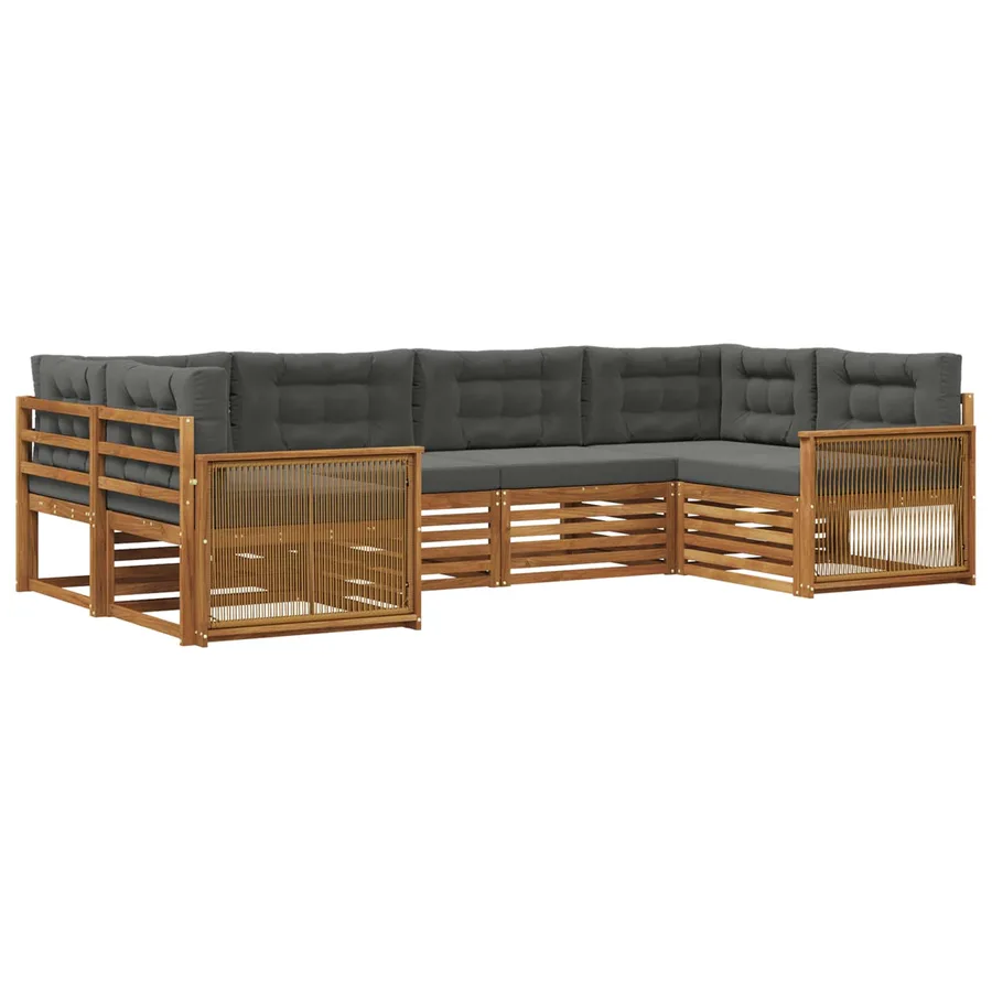 Ensemble de canapés d'extérieur 6 pcs Naturel et Anthracite - 2