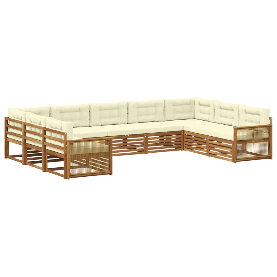 Ensemble de canapés d'extérieur 9 pcs Naturel et Crème - 2