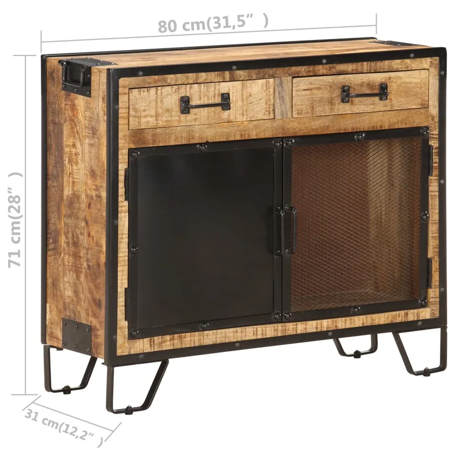 Buffet 80x31x71 cm Bois de manguier massif brut - 10