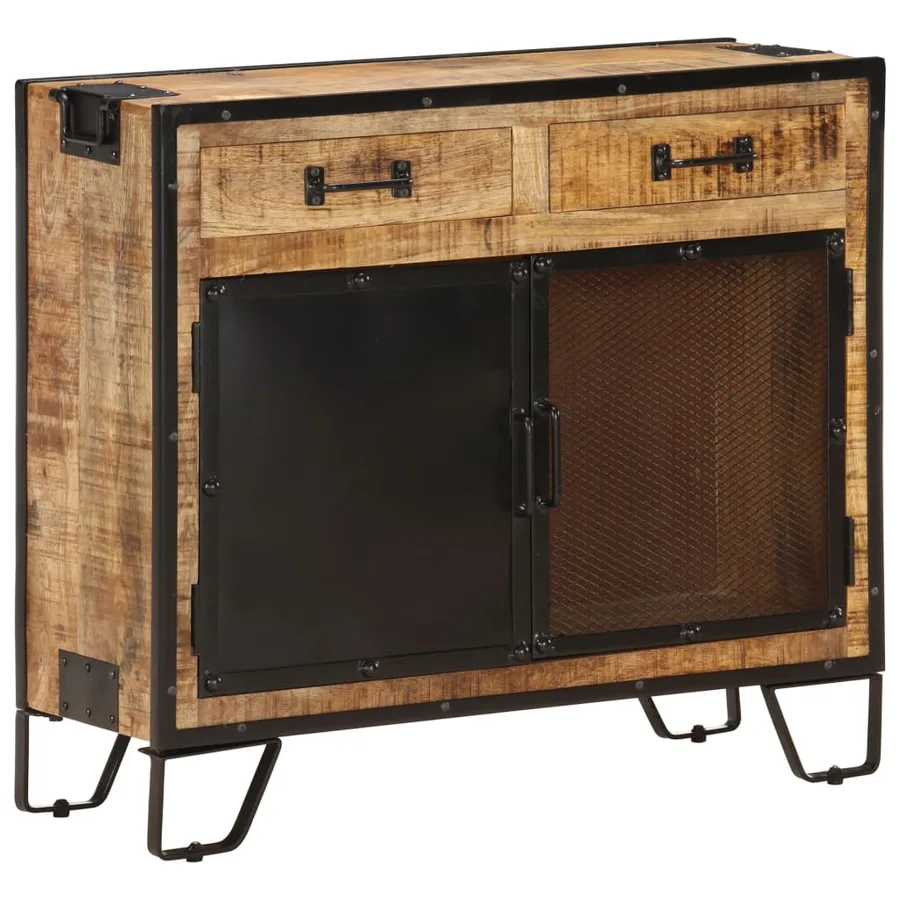 Buffet 80x31x71 cm Bois de manguier massif brut - 11