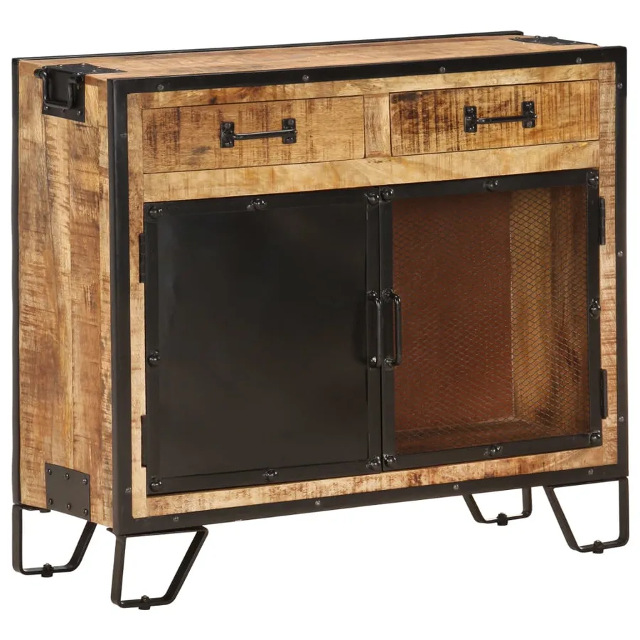 Buffet 80x31x71 cm Bois de manguier massif brut - 12
