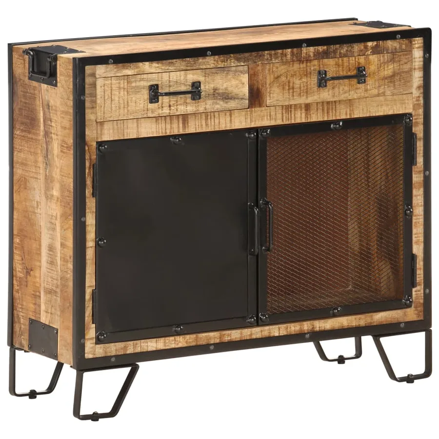 Buffet 80x31x71 cm Bois de manguier massif brut - 14