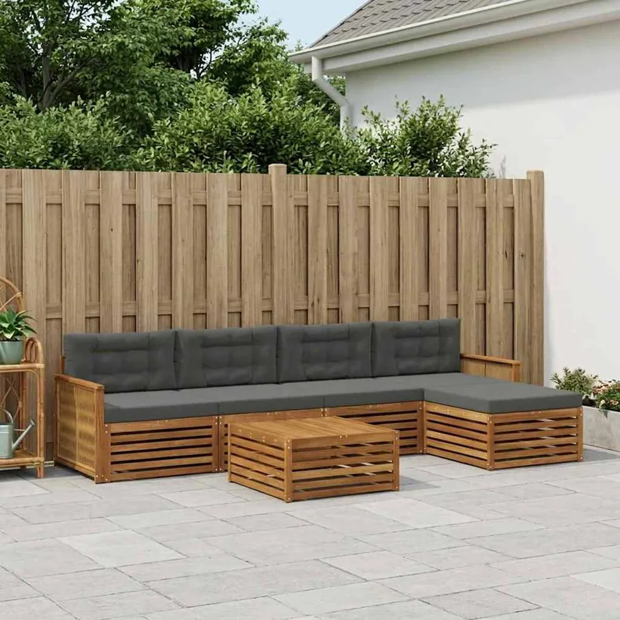 Ensemble de canapés d'extérieur 6 pcs Naturel et Anthracite