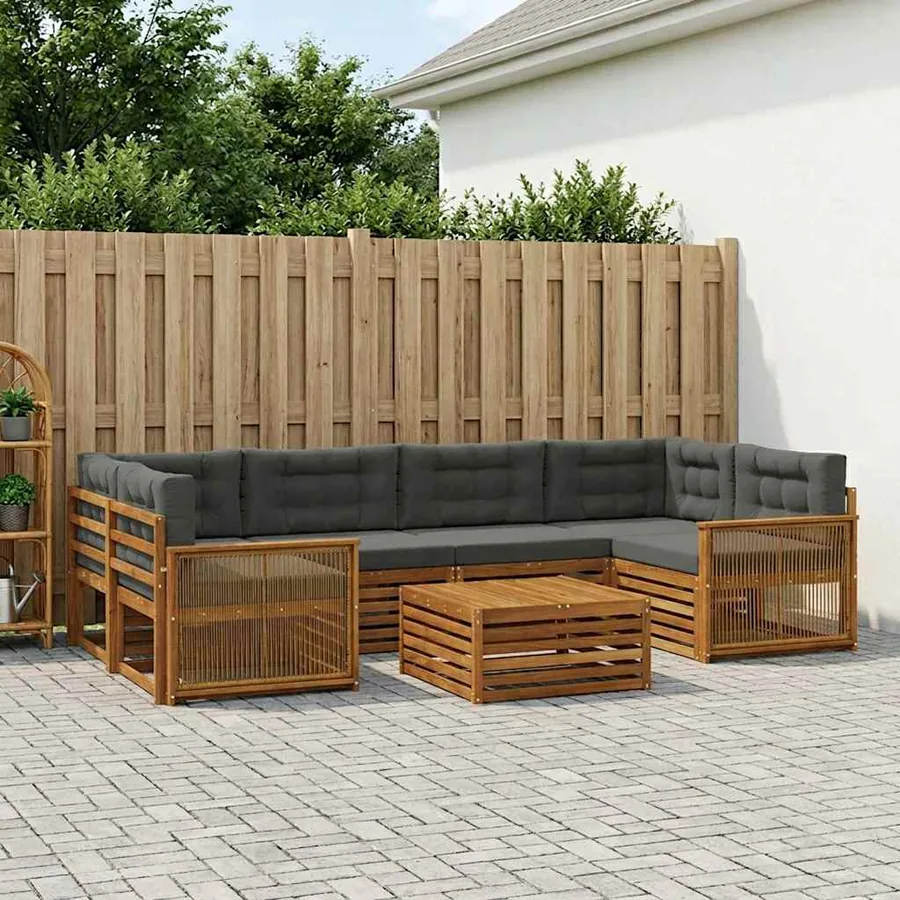 Ensemble de canapés d'extérieur 7 pcs Naturel et Anthracite