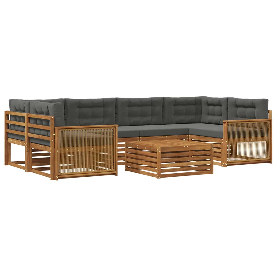 Ensemble de canapés d'extérieur 7 pcs Naturel et Anthracite - 2