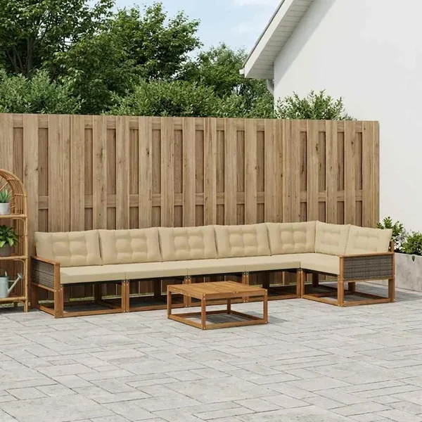 Ensemble de canapés d'extérieur 7 pcs Naturel et Beige