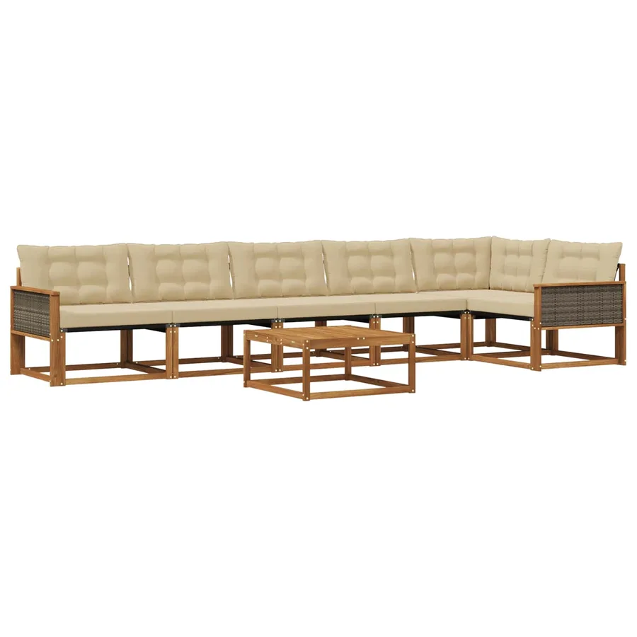 Ensemble de canapés d'extérieur 7 pcs Naturel et Beige - 2