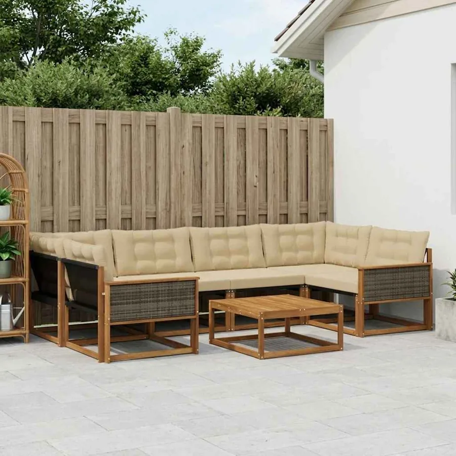 Ensemble de canapés d'extérieur 7 pcs Naturel et Beige