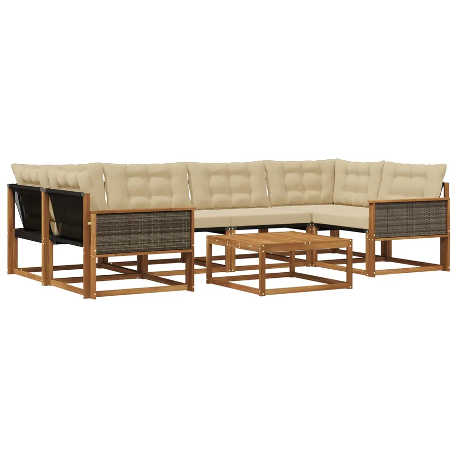 Ensemble de canapés d'extérieur 7 pcs Naturel et Beige - 2