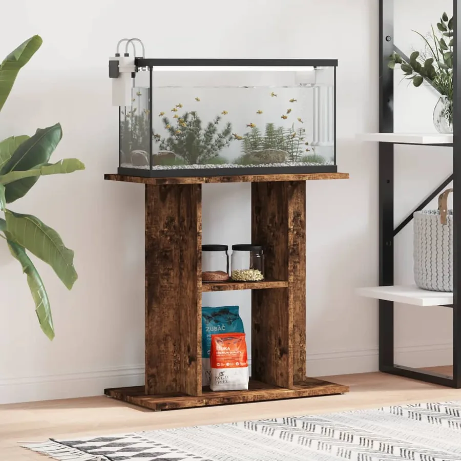Support d'aquarium Chêne fumé 60x30x60 cm Bois d'ingénierie