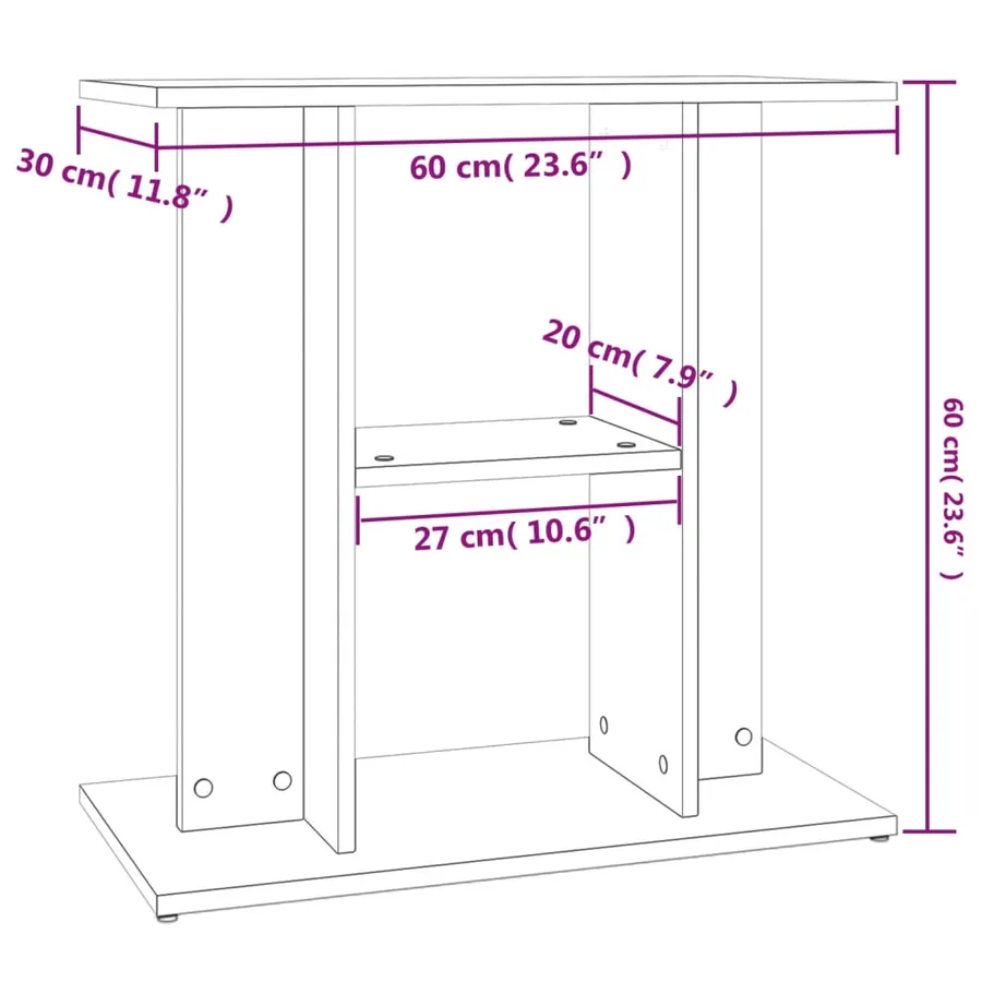 Support d'aquarium Chêne fumé 60x30x60 cm Bois d'ingénierie - 8