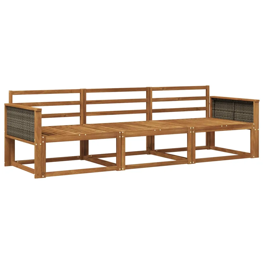 Ensemble de canapés d'extérieur 3 pcs Naturel - 2