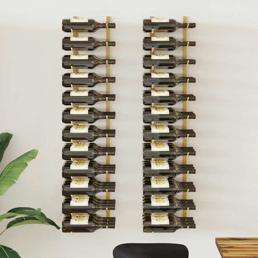 Casier à vin mural pour 36 bouteilles 2 pcs Doré Fer