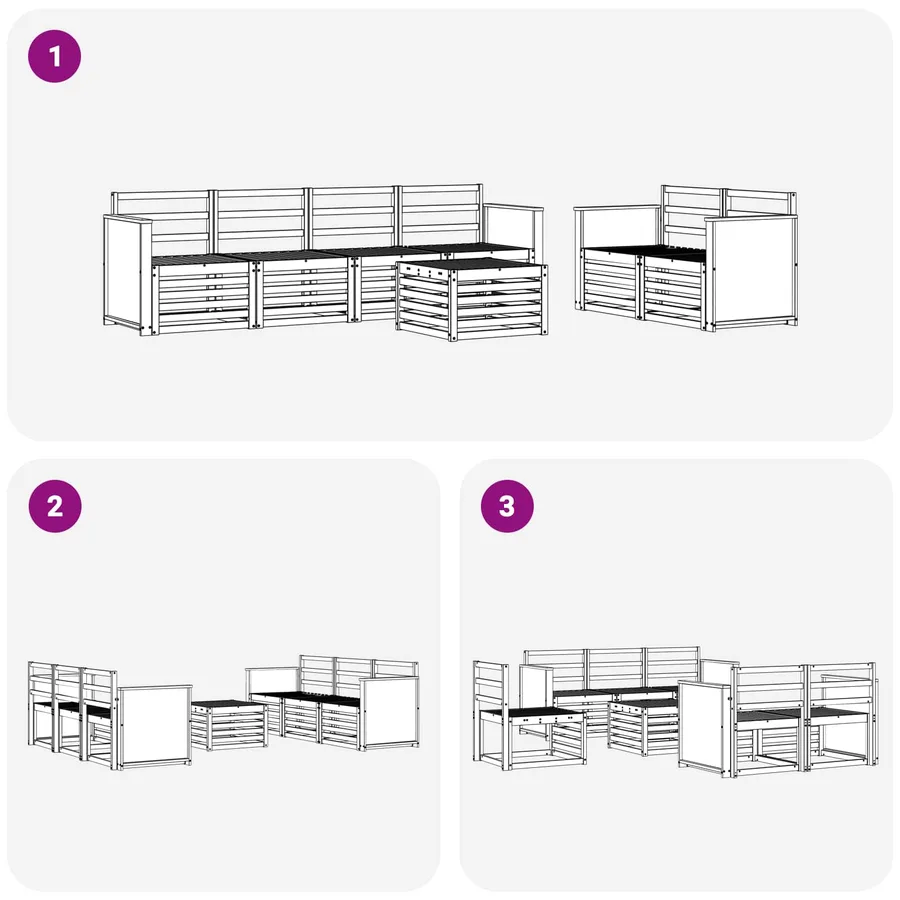 Ensemble de canapés d'extérieur 7 pcs Naturel - 7