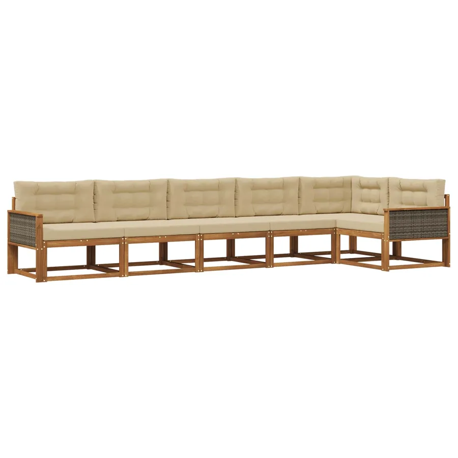 Ensemble de canapés d'extérieur 6 pcs Naturel et Beige - 2