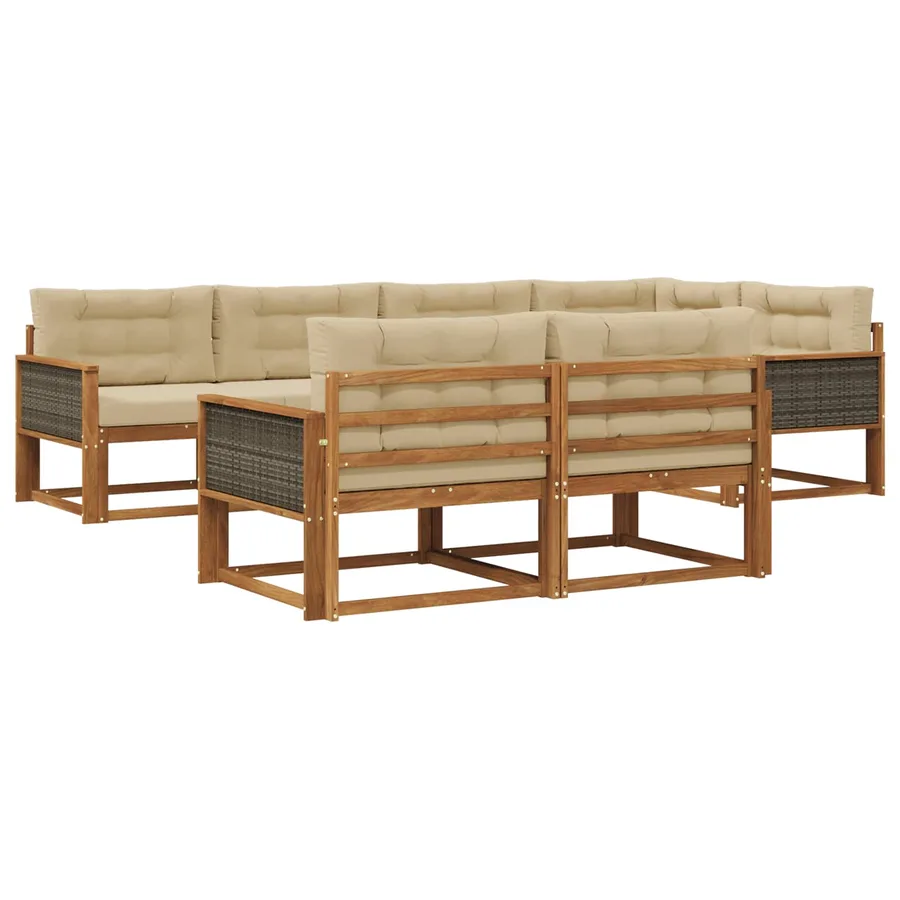 Ensemble de canapés d'extérieur 7 pcs Naturel et Beige - 2