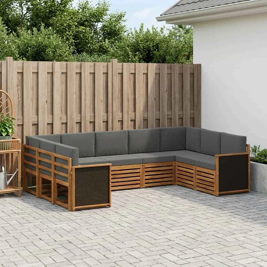 Ensemble de canapé d'angle 7 pcs Naturel et Anthracite