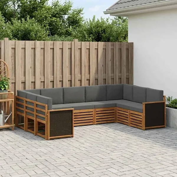 Ensemble de canapé d'angle 7 pcs Naturel et Anthracite