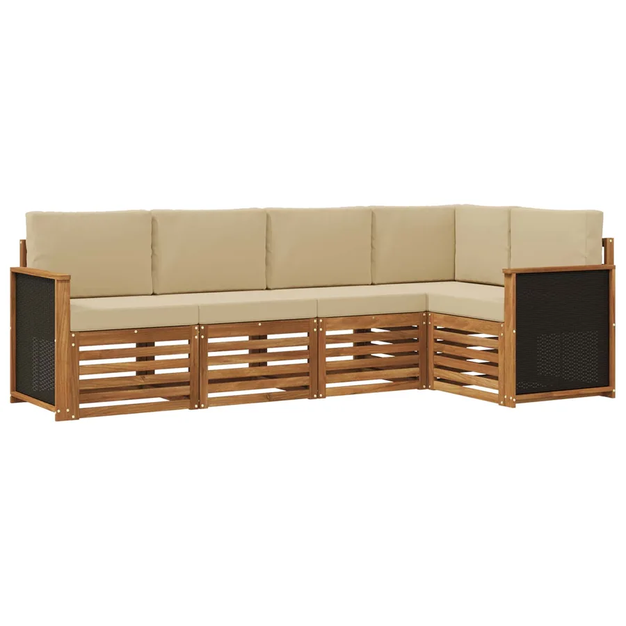 Ensemble de canapé d'angle avec coussin 4 pcs Naturel - 2
