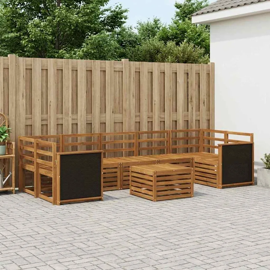 Ensemble de canapés d'extérieur 8 pcs Naturel