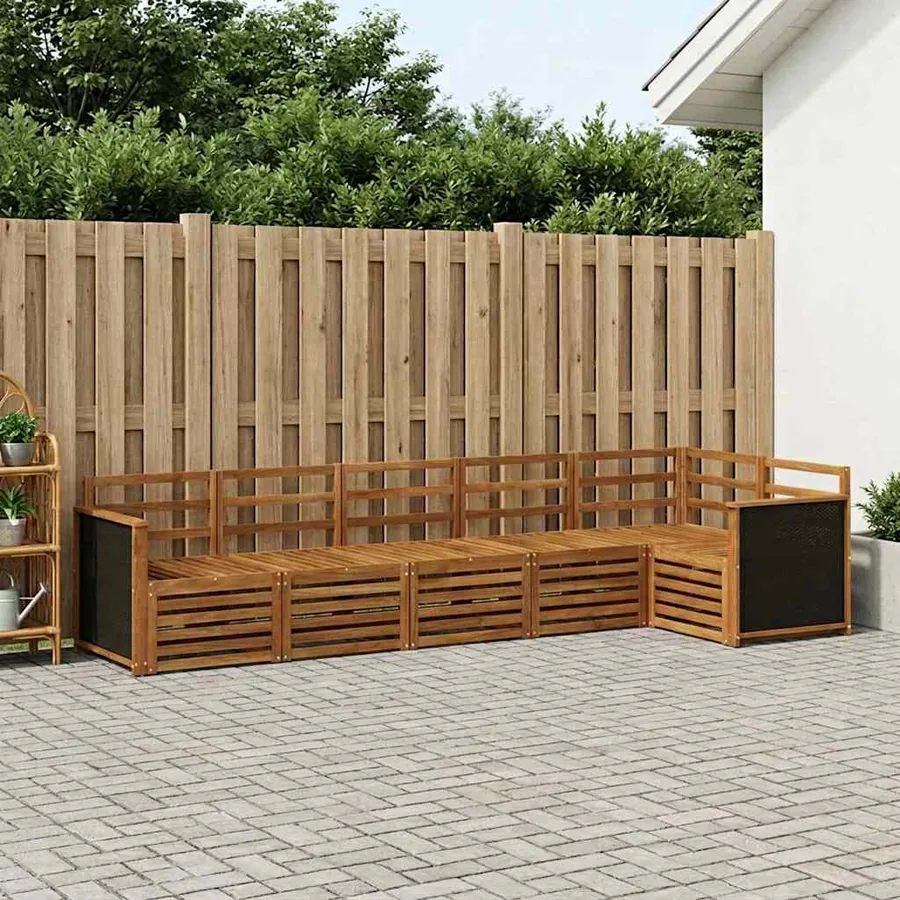 Ensemble de canapé d'angle 5 pcs Naturel Bois d'Acacia Massif