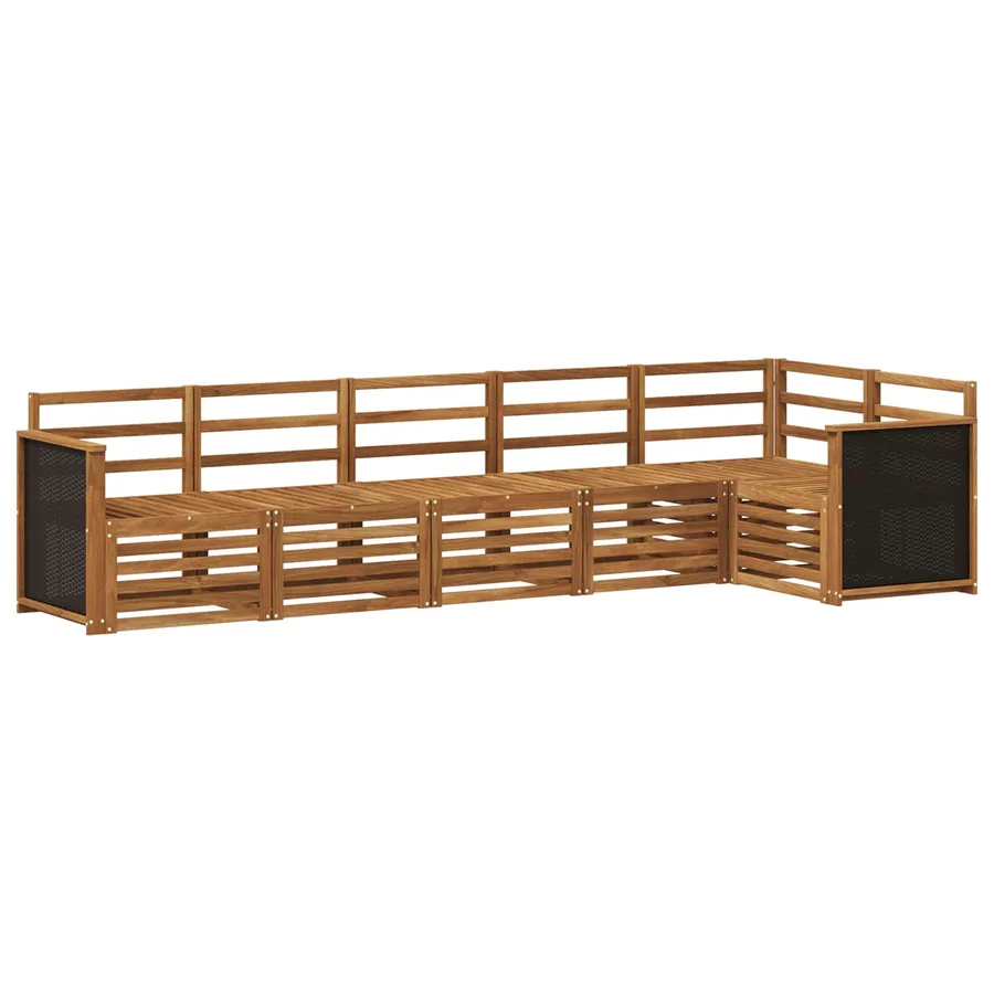 Ensemble de canapé d'angle 5 pcs Naturel Bois d'Acacia Massif - 2