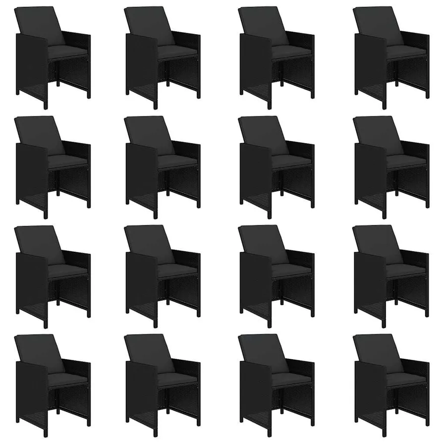 Ensemble à manger de jardin coussins 17 pcs Résine tressée Noir - 4