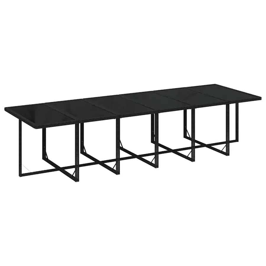 Ensemble à manger de jardin coussins 17 pcs Résine tressée Noir - 7