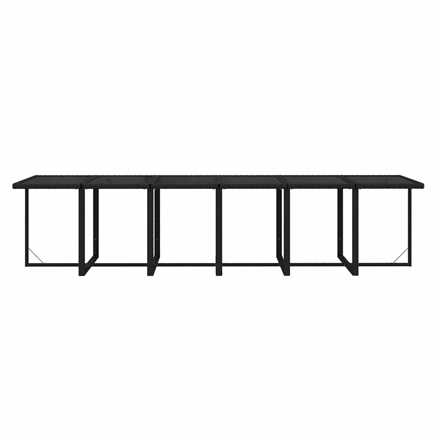 Ensemble à manger de jardin coussins 17 pcs Résine tressée Noir - 8