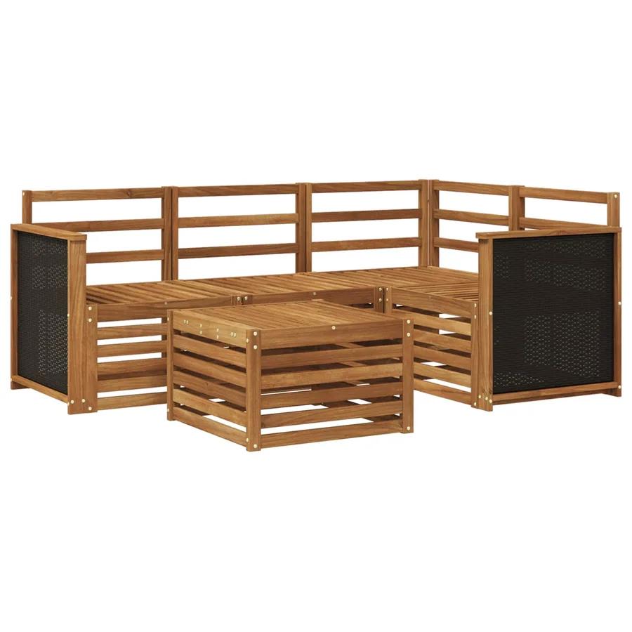 Ensemble de canapés d'extérieur 5 pcs Naturel 59 x 59 x 37 cm - 2