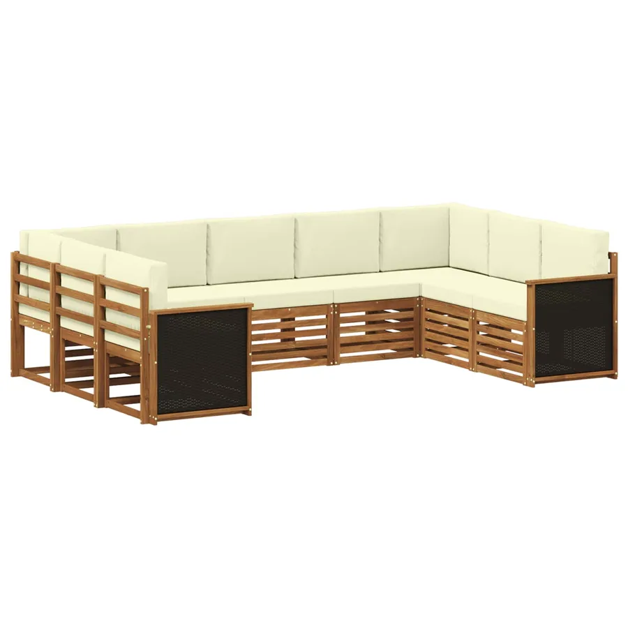 Ensemble de canapé d'angle avec coussin 7 pcs Naturel et Crème - 2