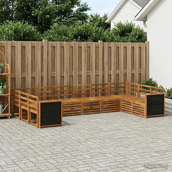 Ensemble de canapé d'angle 7 pcs Naturel Bois d'Acacia Massif