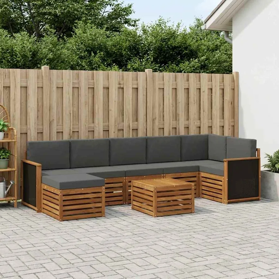 Ensemble de canapés d'extérieur 7 pcs Naturel et Anthracite