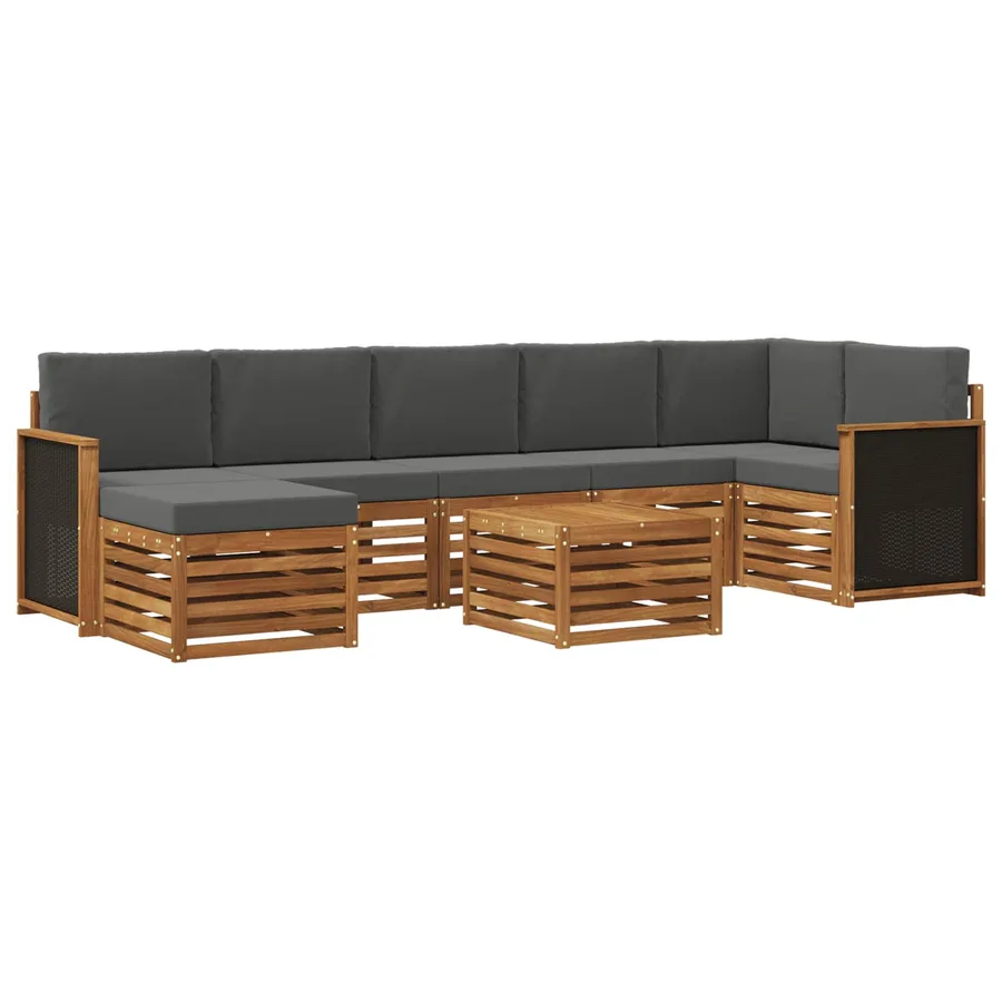 Ensemble de canapés d'extérieur 7 pcs Naturel et Anthracite - 2