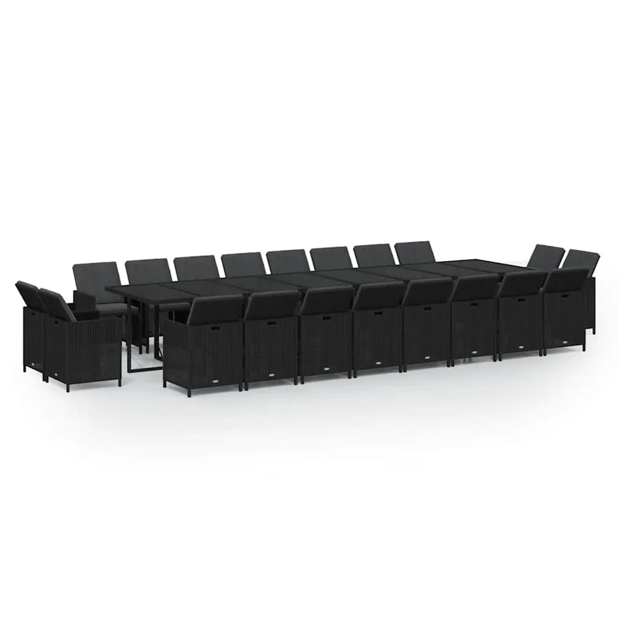 Ensemble à manger de jardin 21pcs coussins noir résine tressée - 2
