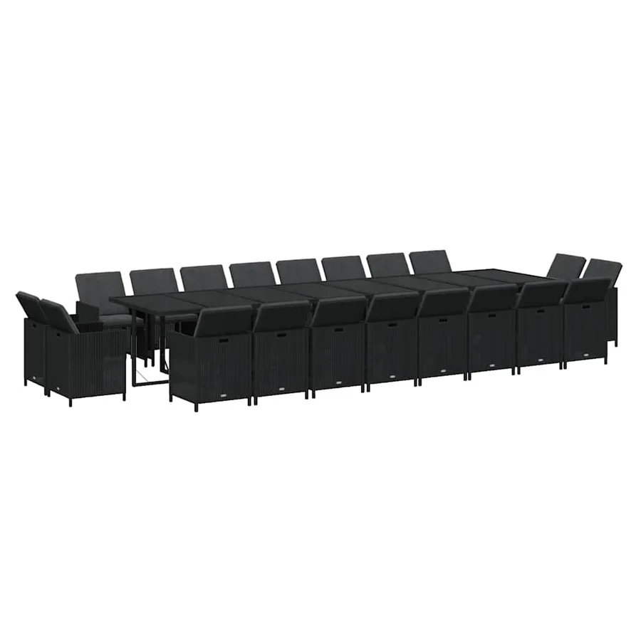 Ensemble à manger de jardin 21pcs coussins noir résine tressée - 3