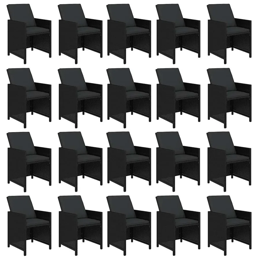Ensemble à manger de jardin 21pcs coussins noir résine tressée - 4