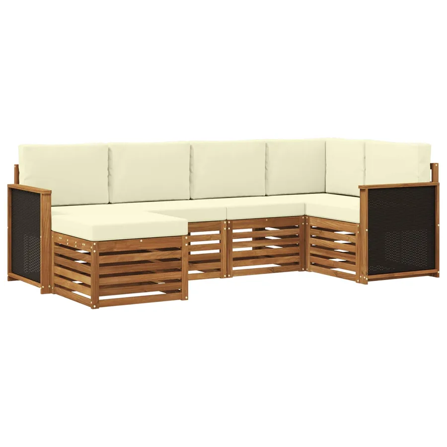 Ensemble de canapé d'angle avec coussin 5 pcs Naturel et Crème - 2